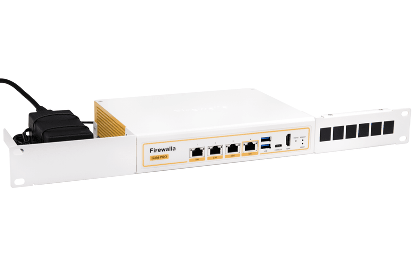Firewalla Gold Pro installed in its rack mount