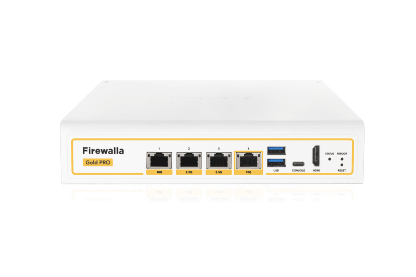 Firewalla Gold Pro firewall with its front ports visible