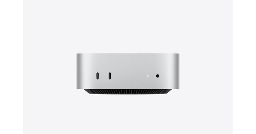 Silver Mac mini viewed from the front